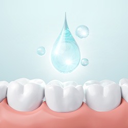 A 3D illustration of fluoride coating teeth