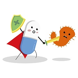 Pill killing a germ