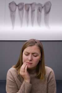 Woman at emergency dentist in Williamstown